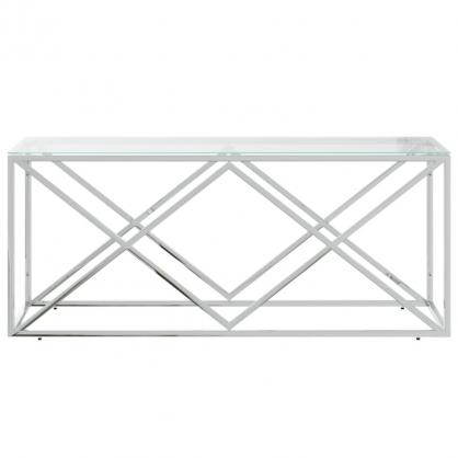 1 VidaXL Soffbord rostfritt stl silver och hrdad glas 110x45x45 cm