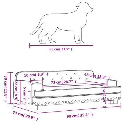 1 VidaXL Hundsng Hundbdd mrkgr 90x53x30 cm sammet