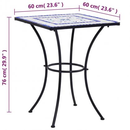 1 VidaXL Cafbord mosaik  60 cm bl och vit keramik