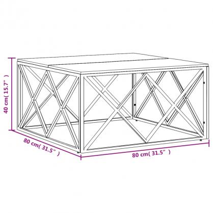 1 VidaXL Soffbord rostfritt stl silver och massivt akaciatr 80x80x40 cm