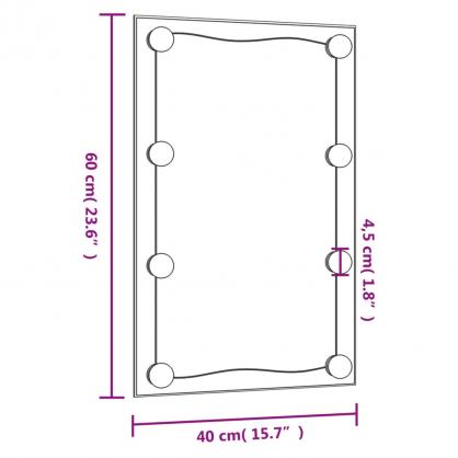 1 VidaXL Vggspegel med LED-belysning 40x60 cm glas rektangulr