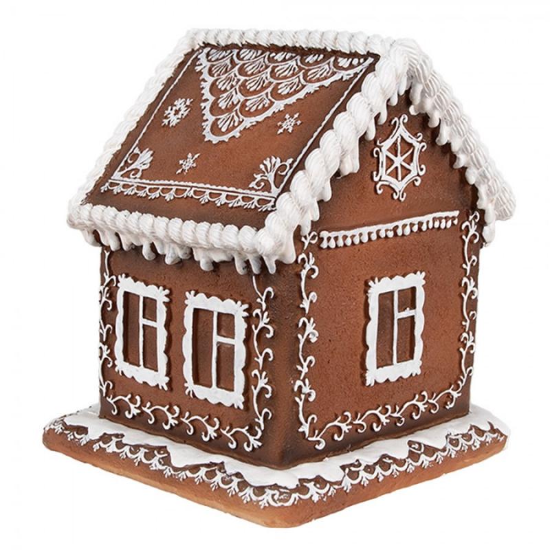 1 Clayre Eef Juldekoration Hus med LED Brun 13x13x15 cm / 3xAAA