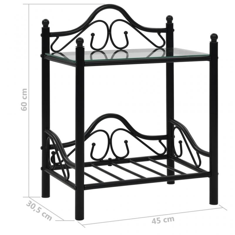 1 VidaXL Sngbord 2 st stl och hrdat glas 45x30,5x60 cm svart