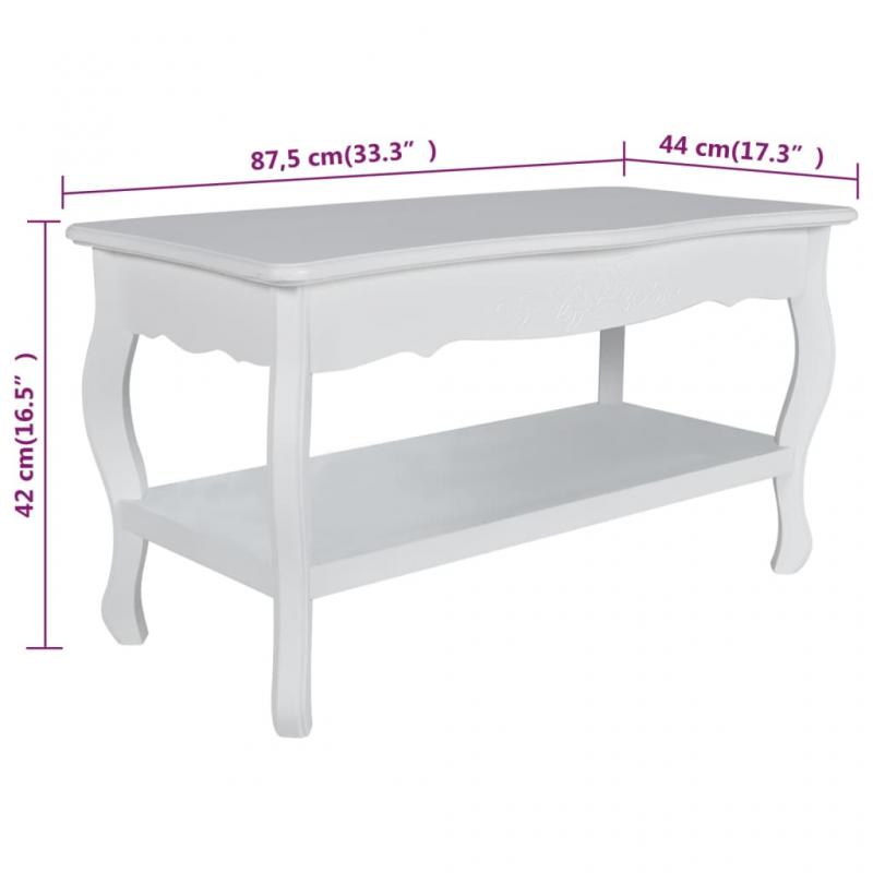 1 VidaXL Soffbord klassisk 87,5x42x44 cm med hylla MDF vit