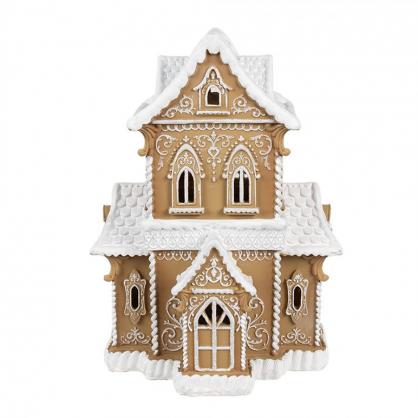 1 Clayre Eef Pepparkakshus med LED Belysning 28x21x37 cm Brun