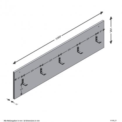 1 VidaXL Kldhngare Vggmonterad 108,9x1,5x28,1 cm ek