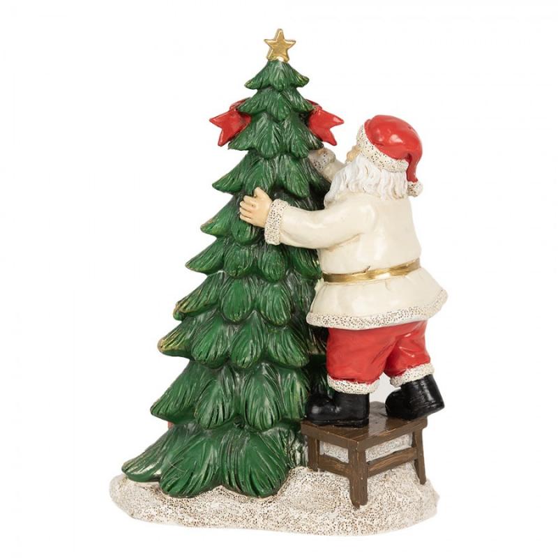 1 Clayre Eef Juldekoration LED tomte med trd grn 15x10x22 cm