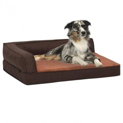 1 VidaXL Hundsng Ergonomisk hundmadrass 60x42 cm linnelook fleece brun