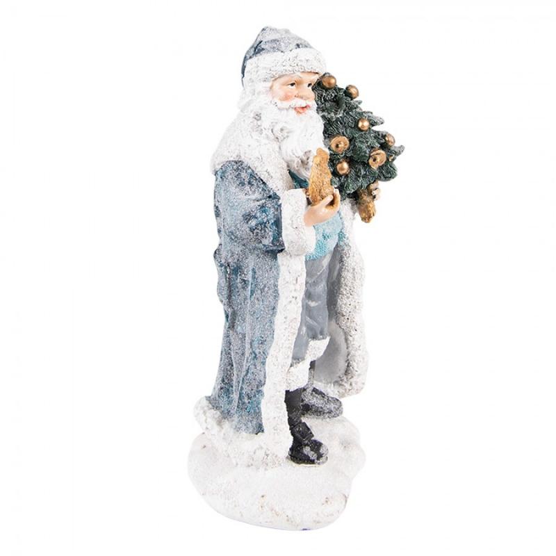 1 Clayre Eef Juldekoration Inomhus Jultomte 21 Cm Gr Bl Polyresin