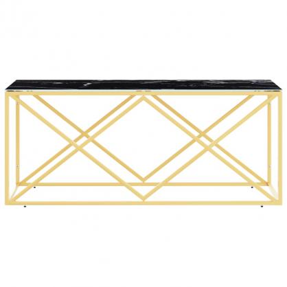 1 VidaXL Soffbord rostfritt stl guld och hrdad glas 110x45x45 cm