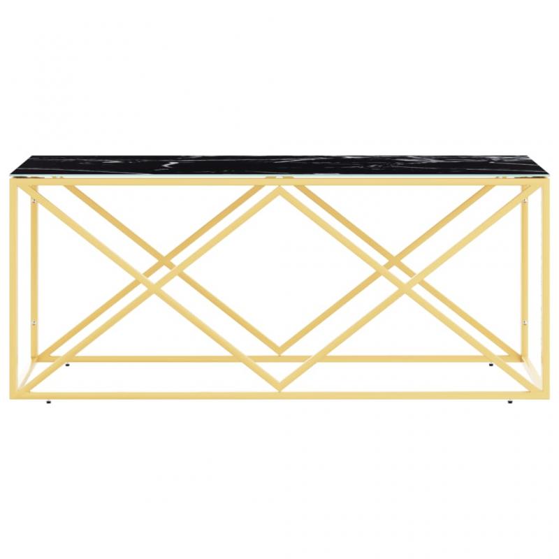 1 VidaXL Soffbord rostfritt stl guld och hrdad glas 110x45x45 cm