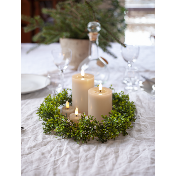 LED Blockljus Flamme Flow Beige 15 cm