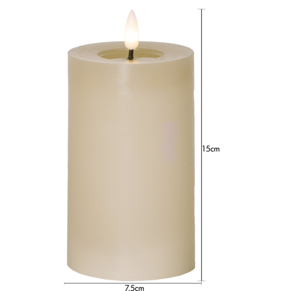 LED Blockljus Flamme Flow Beige 12,5 cm