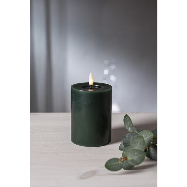 LED Blockljus Flamme Flow Grön 12,5 cm