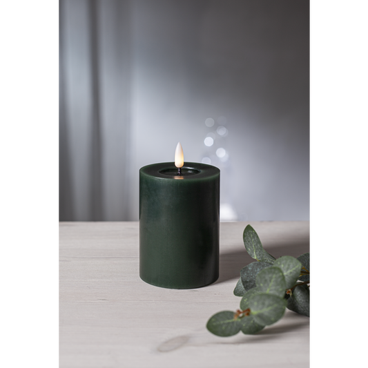 LED Blockljus Flamme Flow Grön 12,5 cm