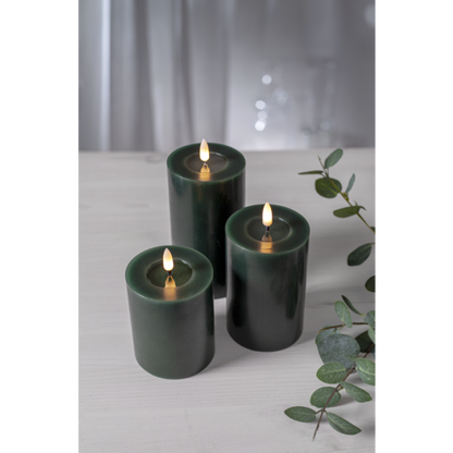 LED Blockljus Flamme Flow Grön 17,5 cm