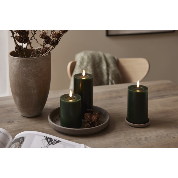 LED Blockljus Flamme Flow Grön 15 cm