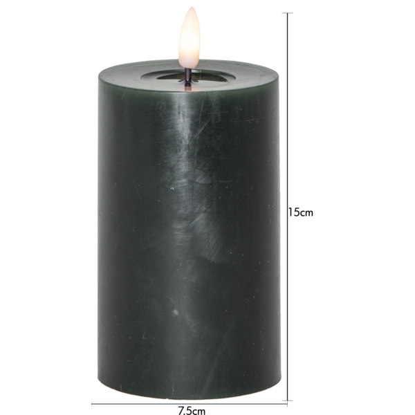 LED Blockljus Flamme Flow Grön 15 cm