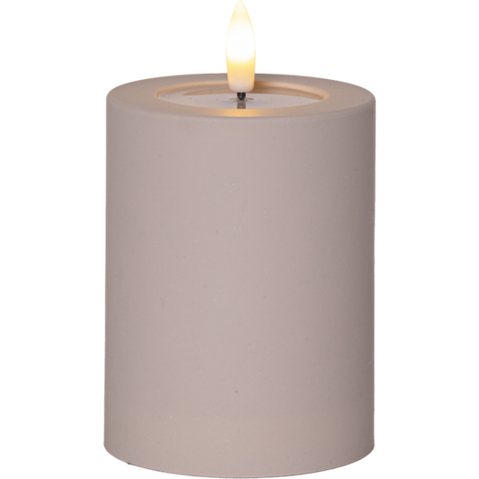 LED Blockljus UTOMHUS Flamme Soft Beige 12,5 cm