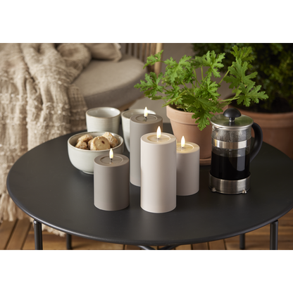 LED Blockljus UTOMHUS Flamme Soft Beige 17,5 cm