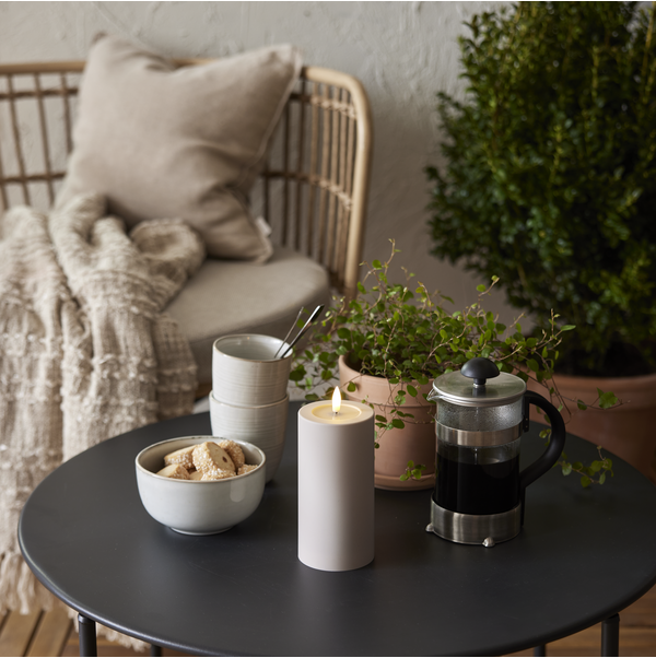 LED Blockljus UTOMHUS Flamme Soft Beige 17,5 cm