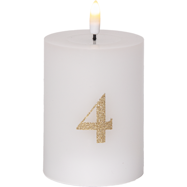 LED Blockljus 12,5 cm Advent 1-4 Vit med guldsiffror