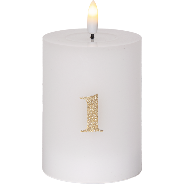 LED Blockljus 12,5 cm Advent 1-4 Vit med guldsiffror