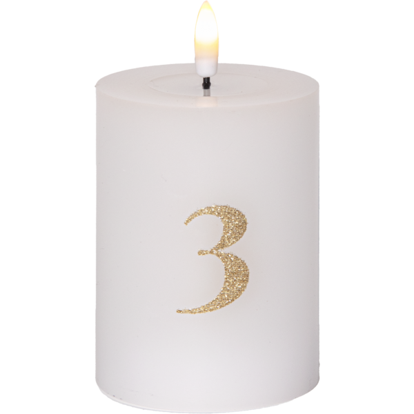 LED Blockljus 12,5 cm Advent 1-4 Vit med guldsiffror