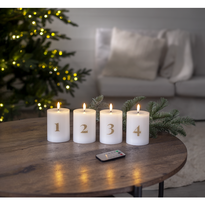 LED Blockljus 12,5 cm Advent 1-4 Vit med guldsiffror