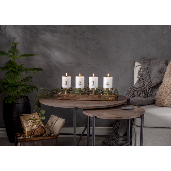 LED Blockljus 12,5 cm Advent 1-4 Vit med guldsiffror