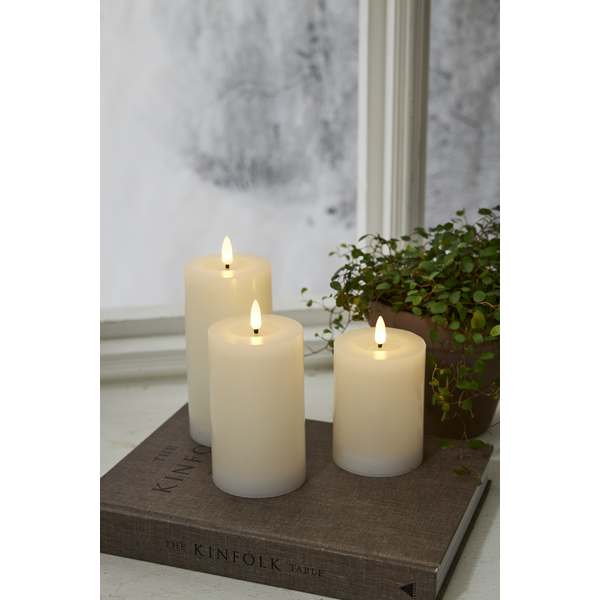 LED Blockljus Flamme Flow Vit 17,5 cm