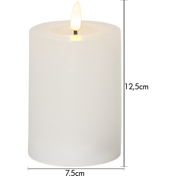 LED Blockljus Flamme Flow Vit 12,5 cm