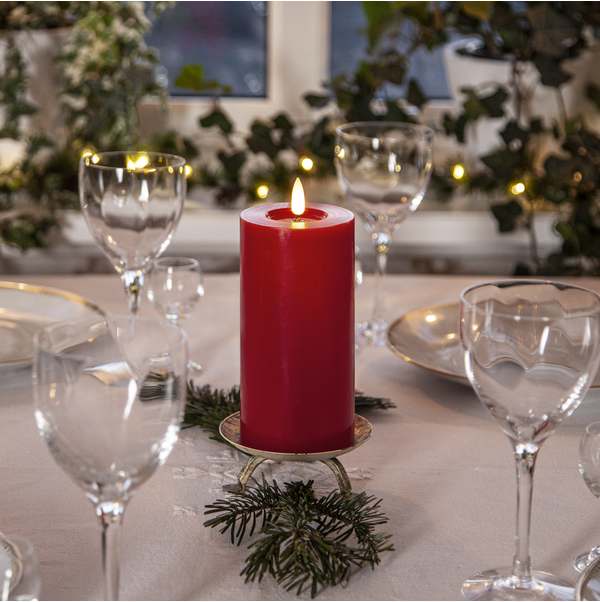 LED Blockljus Flamme Flow Röd 17,5 cm