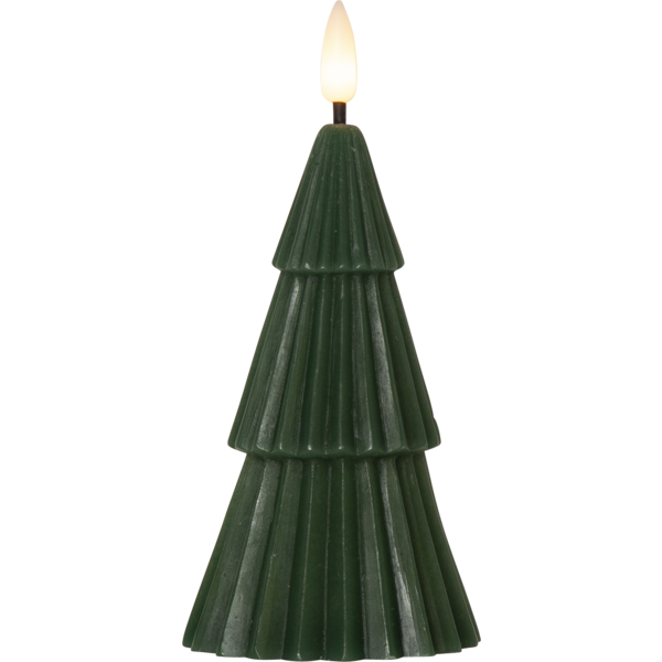 Belysning Jul LED Blockljus Flamme Gran Grön 15 cm