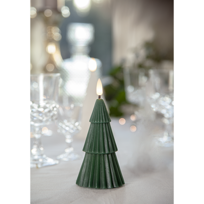 Belysning Jul LED Blockljus Flamme Gran Grön 15 cm