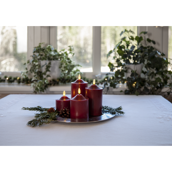 LED Blockljus Flamme Top Röd 15 cm