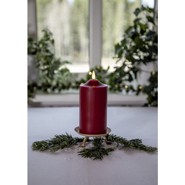 LED Blockljus Flamme Top Röd 17 cm