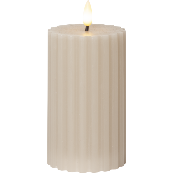 LED Blockljus Flamme Stripe Beige 15 cm