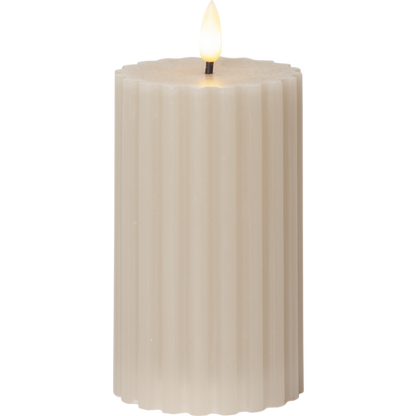 LED Blockljus Flamme Stripe Beige 15 cm