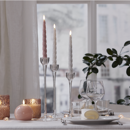 LED Antikljus 2-pack Flamme Shine Rosa