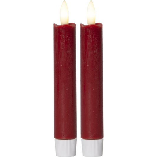 LED Antikljus 2-pack Flamme Rustic 15 cm Röd
