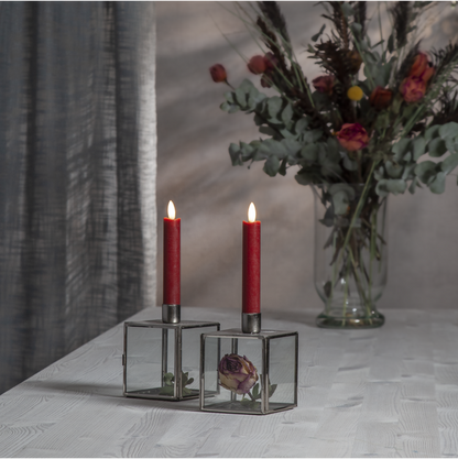 LED Antikljus 2-pack Flamme Rustic 15 cm Röd