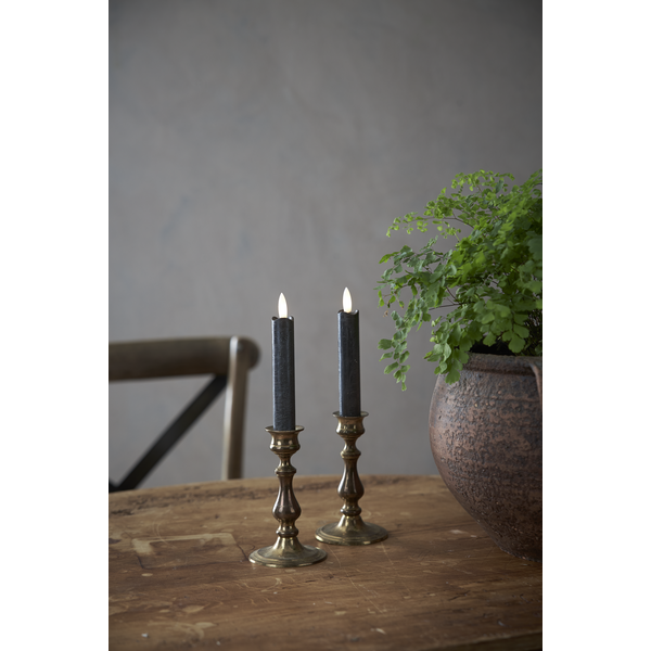 LED Antikljus 2-pack Flamme Rustic 15 cm Svart