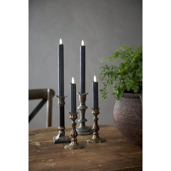 LED Antikljus 2-pack Flamme Rustic 15 cm Svart
