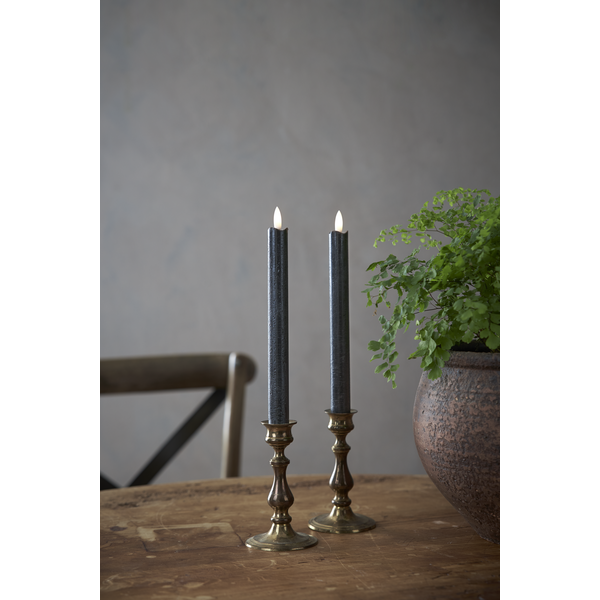 LED Antikljus 2-pack Flamme Rustic 25 cm Svart