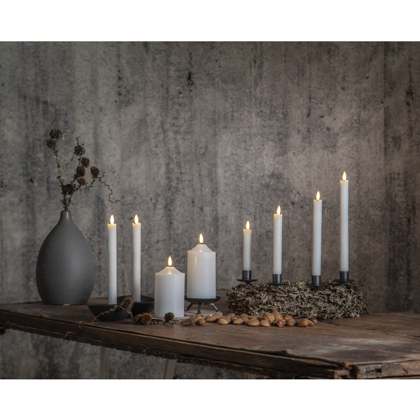 LED Blockljus Flamme Top Vit 15 cm