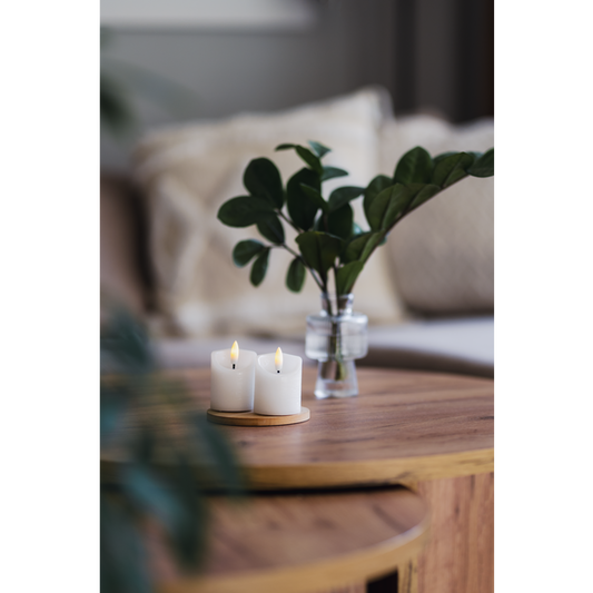 LED Blockljus 2-pack Flamme Rustic 7,5 cm