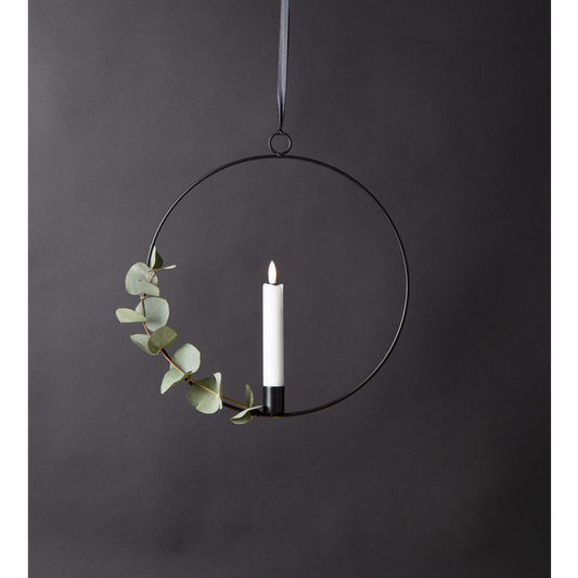 Ljusstake hängande Ring ink. LED ljus Svart