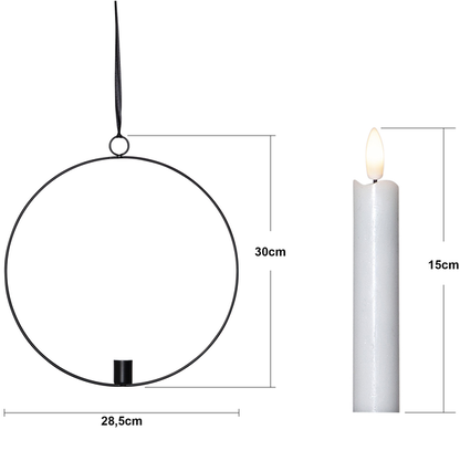 Ljusstake hängande Ring ink. LED ljus Svart