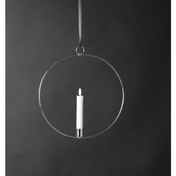 Ljusstake hängande Ring ink. LED ljus Silver